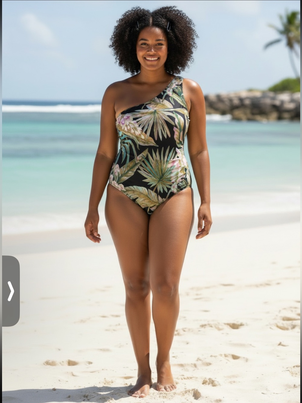 Baiia Martinique one piece reversible swimsuit women’s 12 black palm fronds